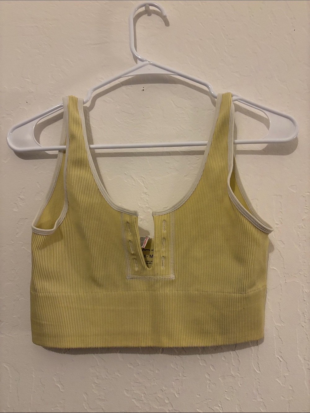Urban Outfitters Yellow Ribbed Scoop-Notch Crop Top